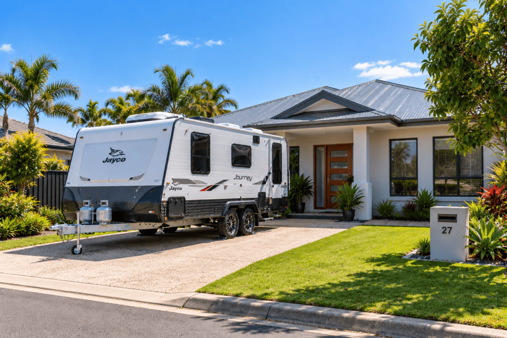 caravan parked at house