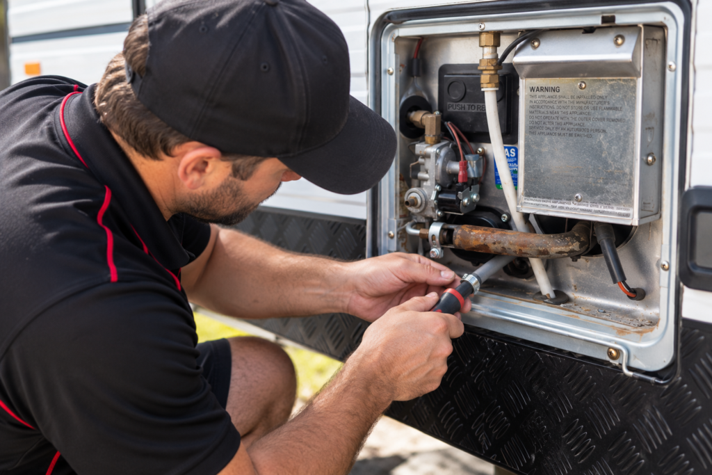 mobile caravan hot water system repair