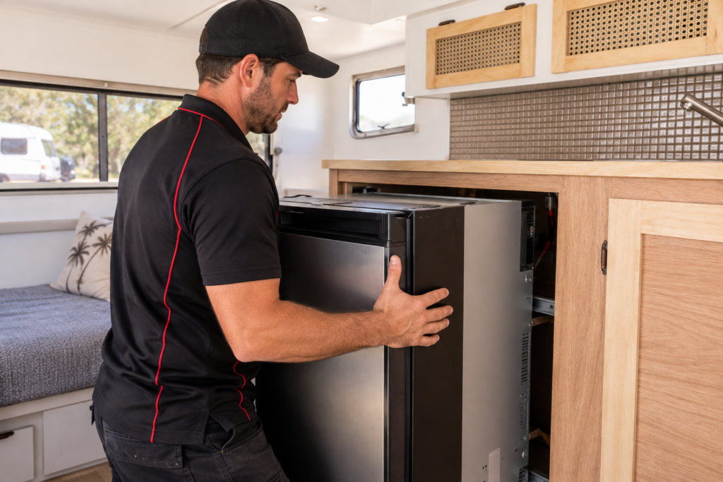 mobile caravan repair fridge replacement