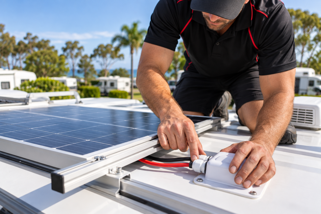 mobile caravan solar panel repair