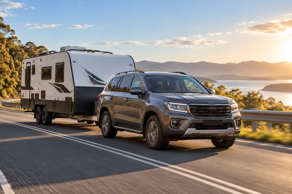 suv towing caravan